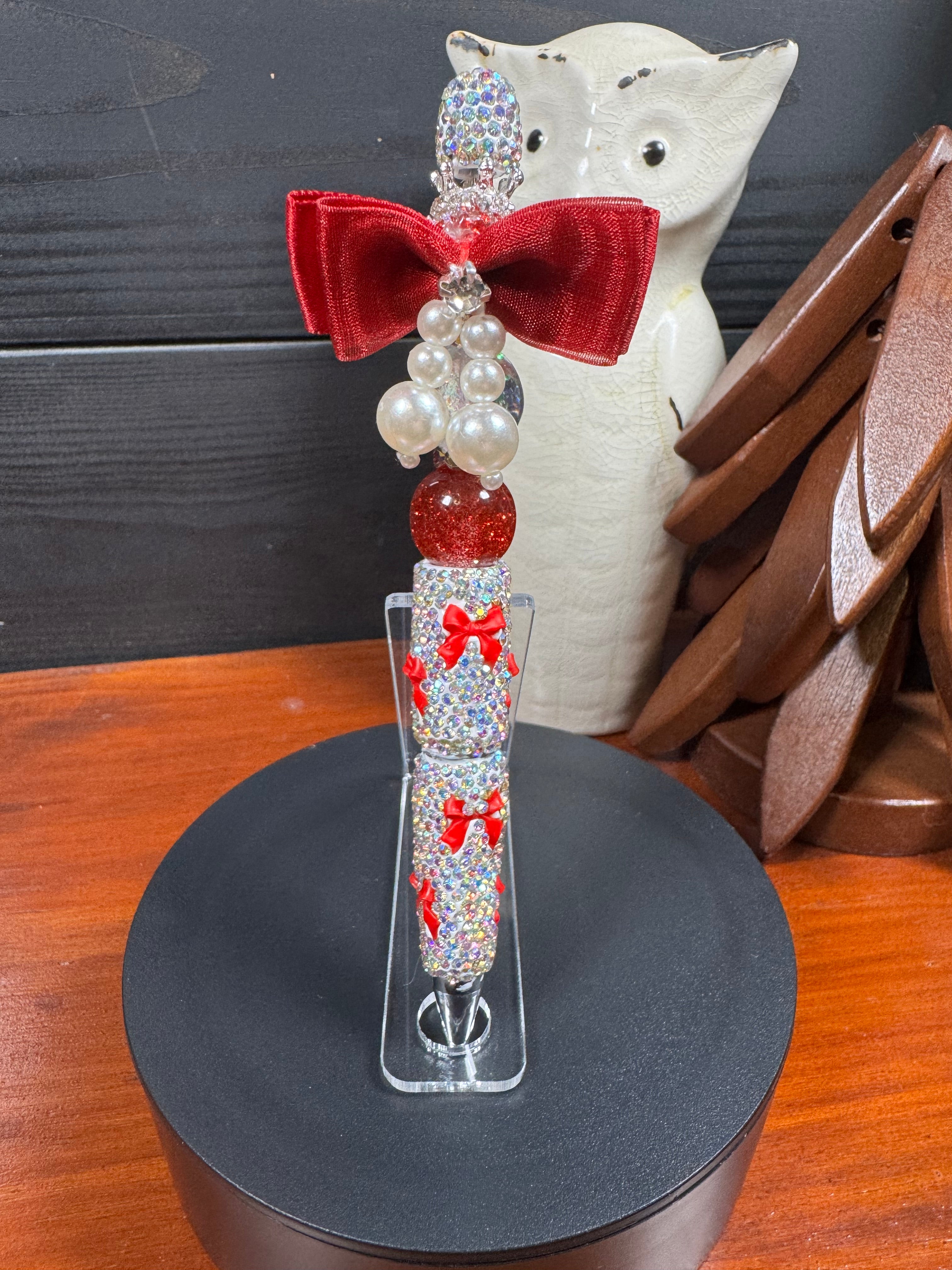 Fancy Bow Pen With Pearl Dangles