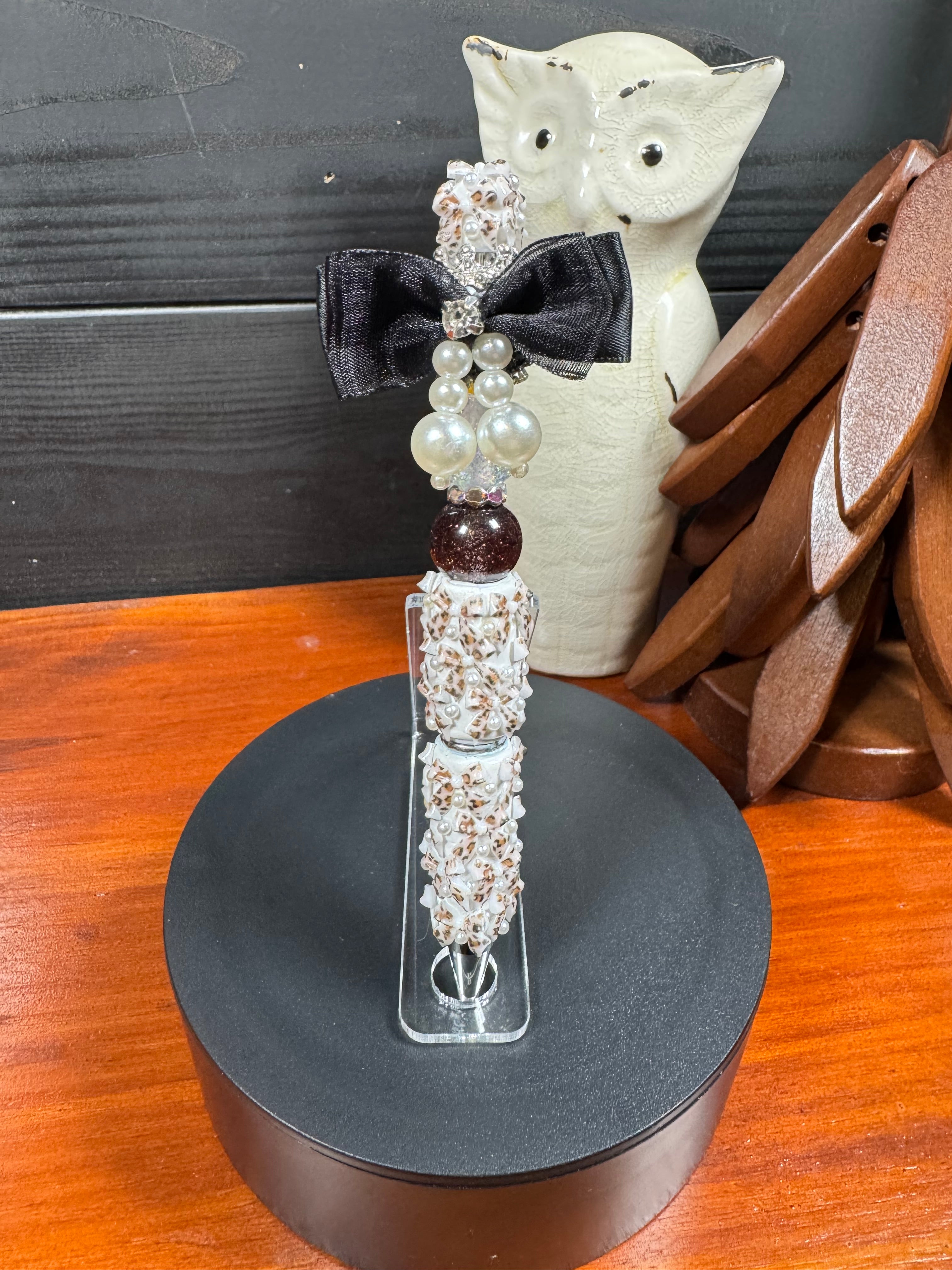 Fancy Bow Pen With Pearl Dangles