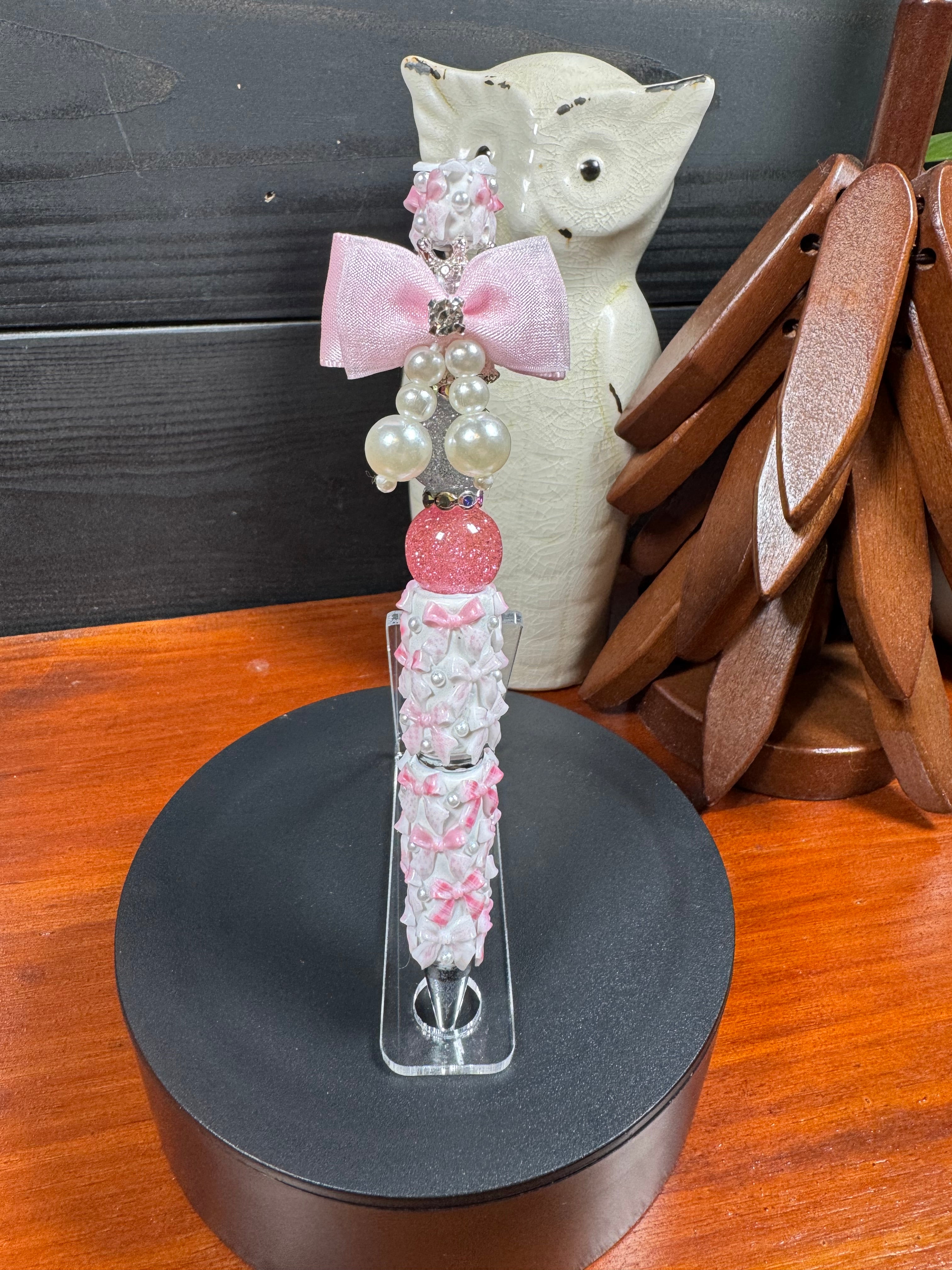 Fancy Bow Pen With Pearl Dangles