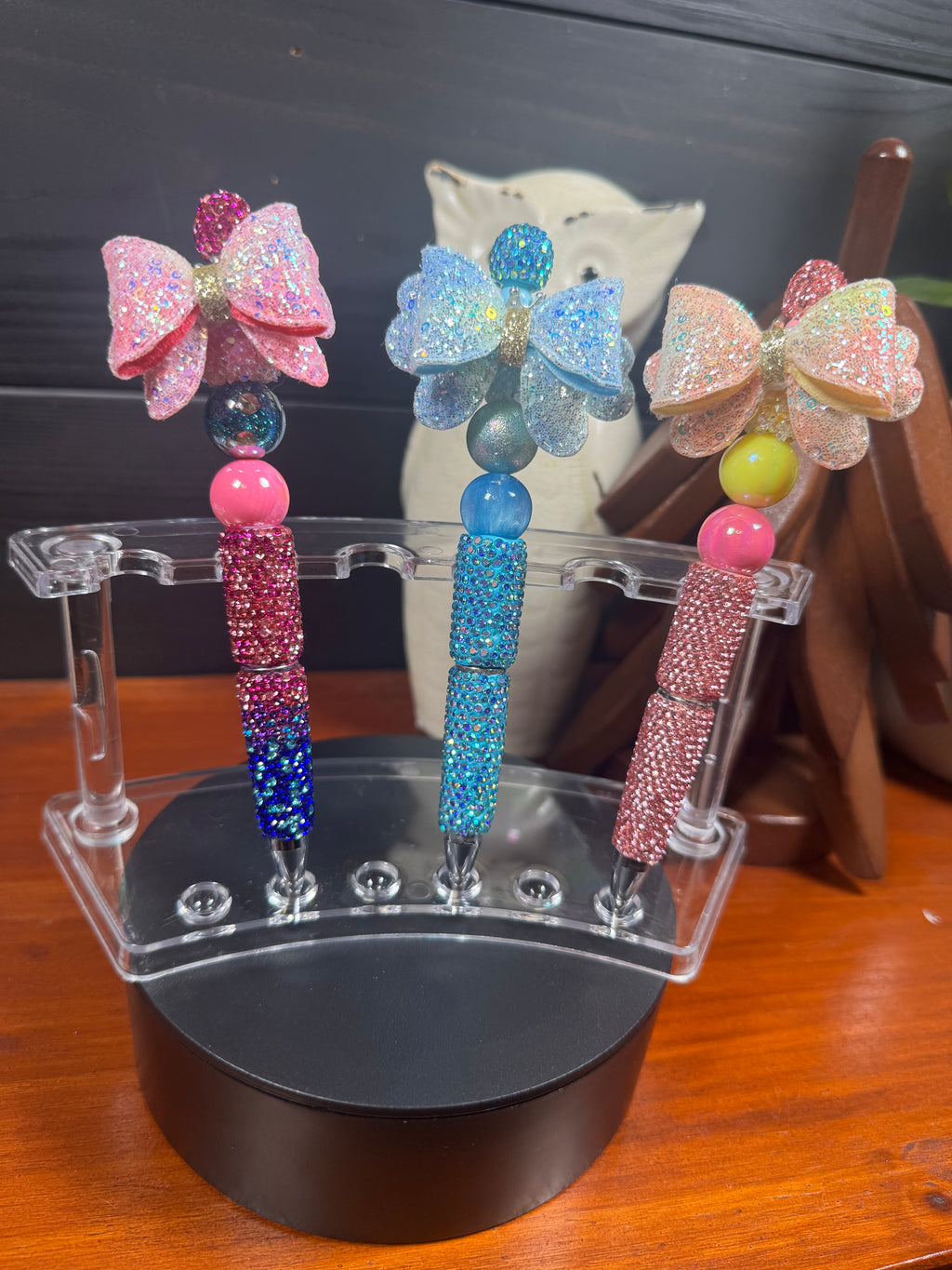 Rhinestone Glitter Bow Pens