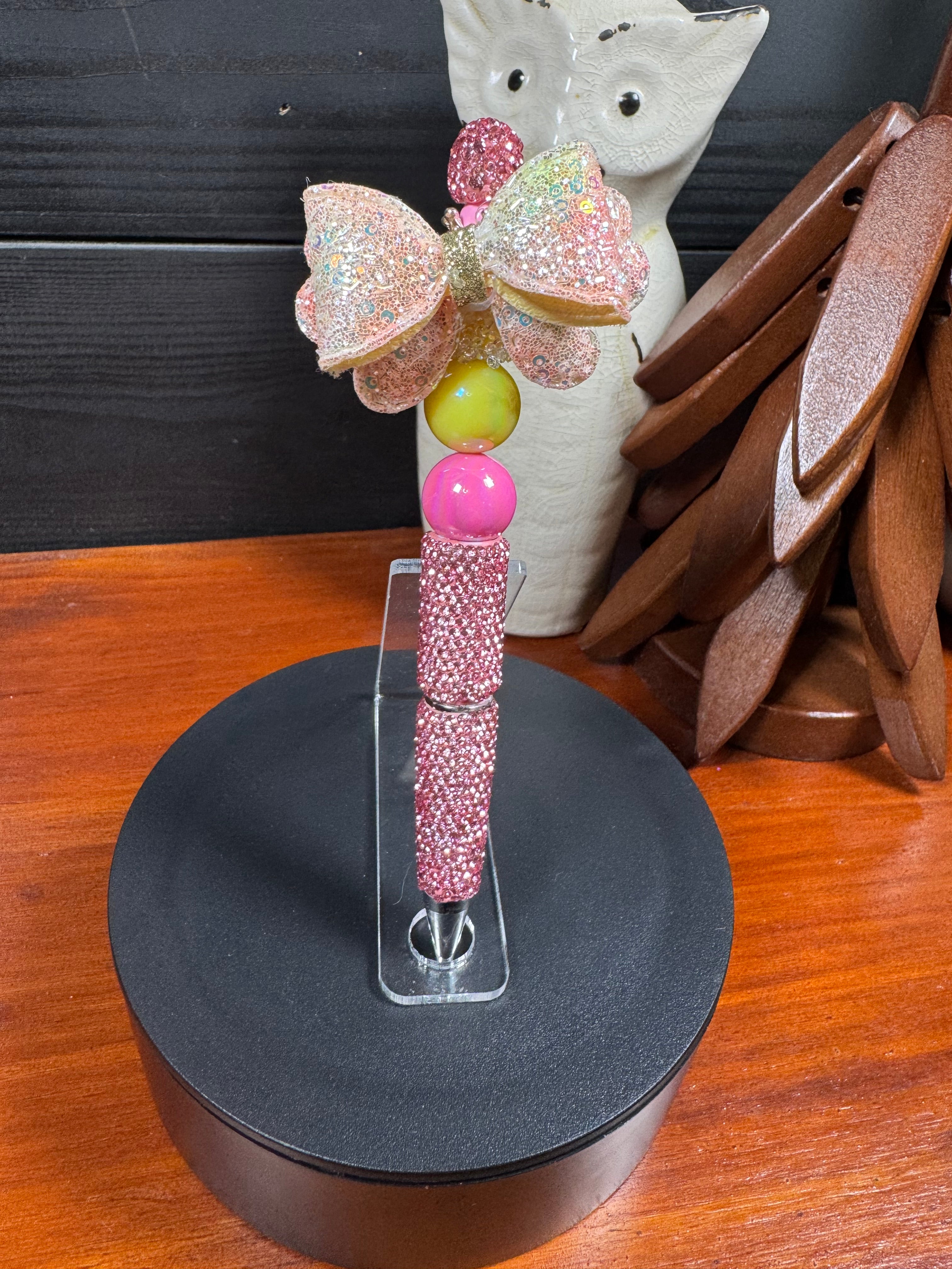 Rhinestone Glitter Bow Pens