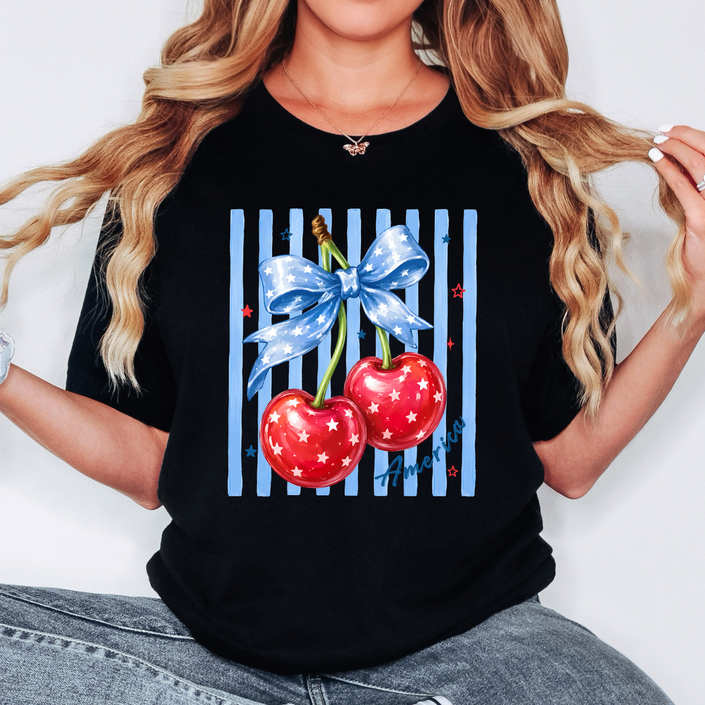 Bella+Canvas: Patriotic Cherry Bow T-Shirt