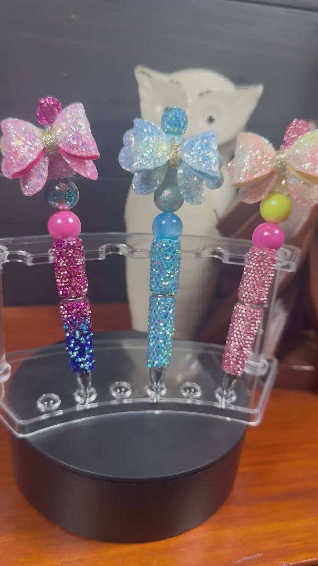 Rhinestone Glitter Bow Pens