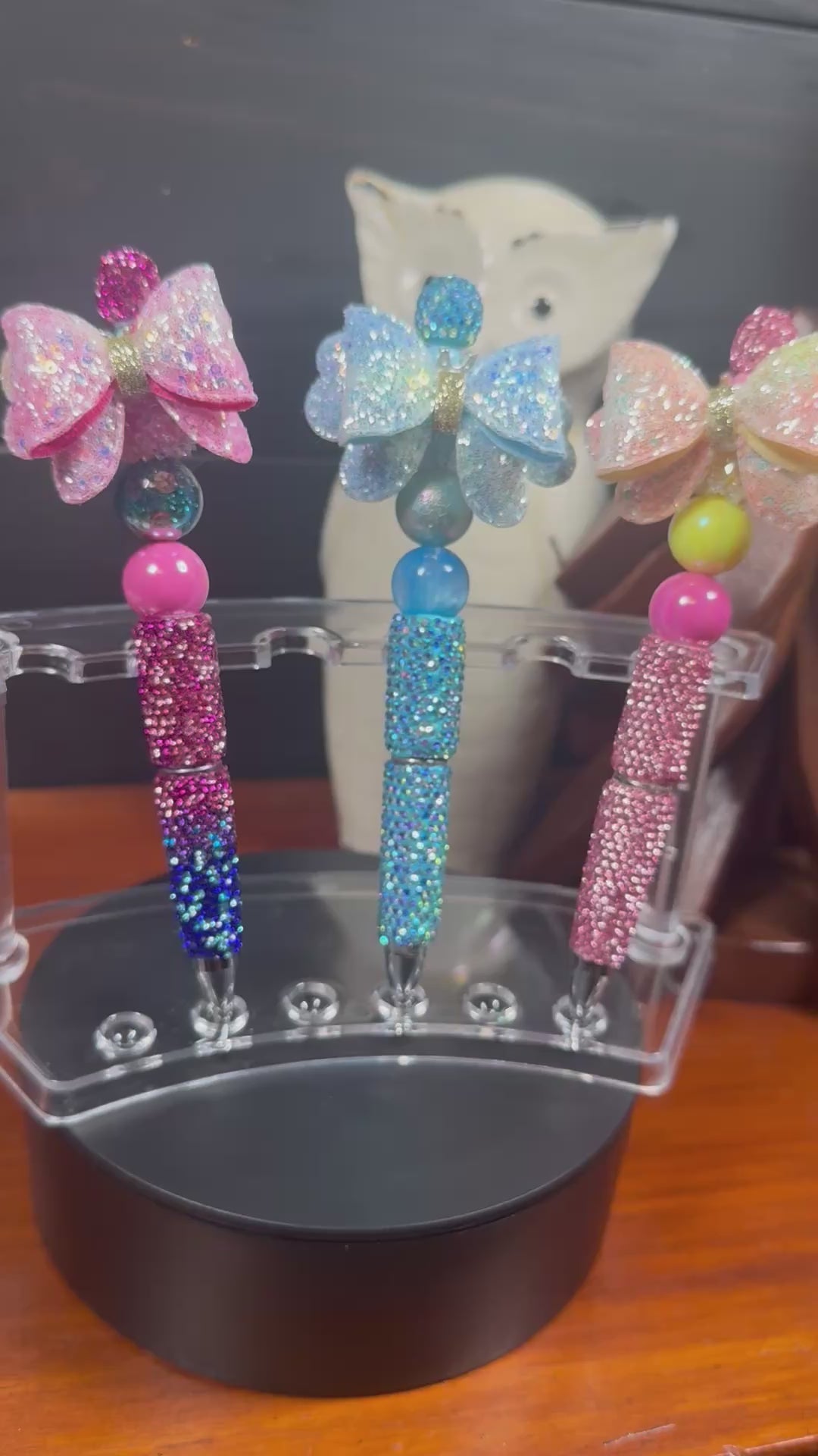 Rhinestone Glitter Bow Pens